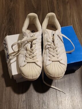 adidas For Women Cream/White Superstar Shell-Toe Sneakers